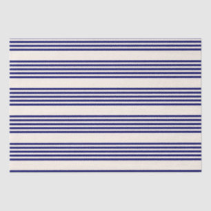 Navy blue and beige five stripes pattern tissue paper