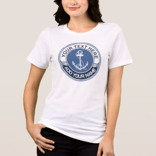 Navy Blue and Beige Round with Coastal Compass Tri-Blend Shirt