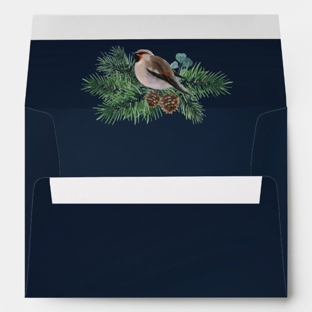 Navy Blue and Bird On A Branch Envelope (Back (Bottom))