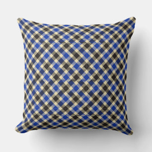 Navy Blue and Black Tartan Plaid 2 Square Pillow