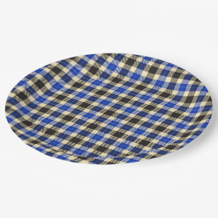 Navy Blue and Black Tartan Plaid Paper Plates