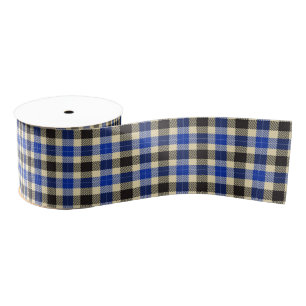 Navy Blue and Black Tartan Plaid Ribbon Grosgrain Ribbon