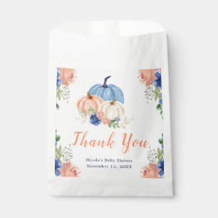 Navy Blue and Blush Floral Pumpkins Baby Shower Favour Bag