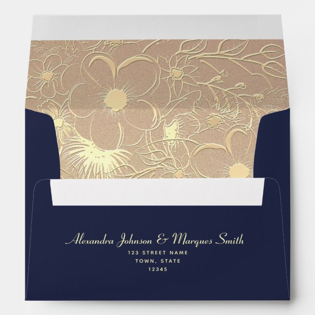 Navy Blue and Blush Pink 5x7 Envelope (Back (Bottom))