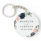 Navy Blue and Blush Pink Floral Country Wedding