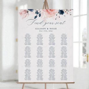  Navy Blue and Blush Pink floral Wedding Poster