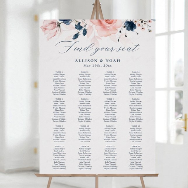  Navy Blue and Blush Pink floral Wedding Poster (Creator Uploaded)