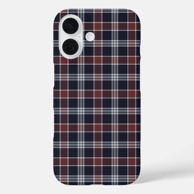 Navy Blue and Burgundy Plaid Case-Mate iPhone Case (Back)