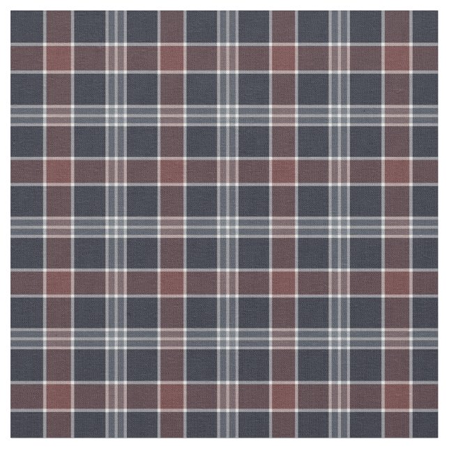 Navy Blue and Burgundy Plaid Fabric (Close Up)