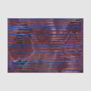 Navy Blue and Burgundy Striped Pattern Tissue Paper