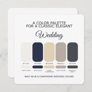 Navy Blue and Champagne Wedding Color Palette Card