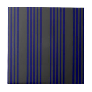 Navy blue and charcoal five stripes pattern ceramic tile