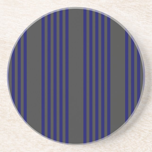 Navy blue and charcoal five stripes pattern coaster (Front)