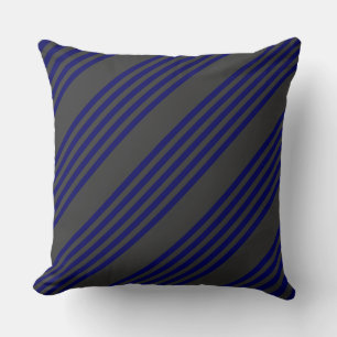 Navy blue and charcoal five stripes pattern cushion