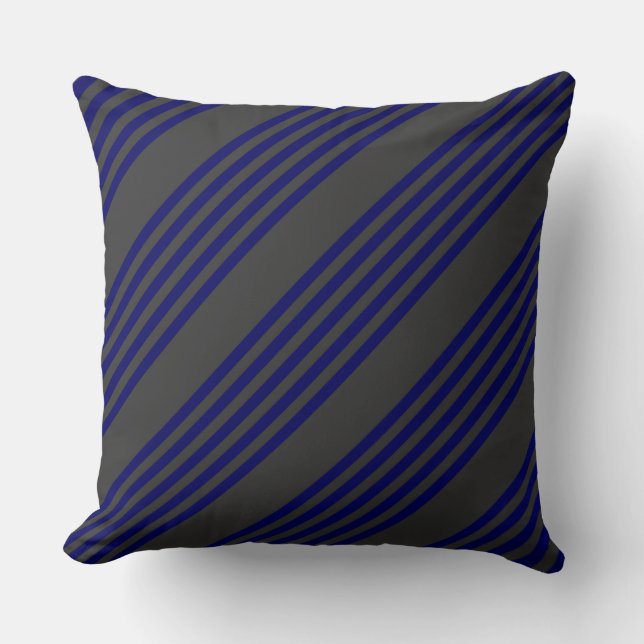 Navy blue and charcoal five stripes pattern cushion (Front)
