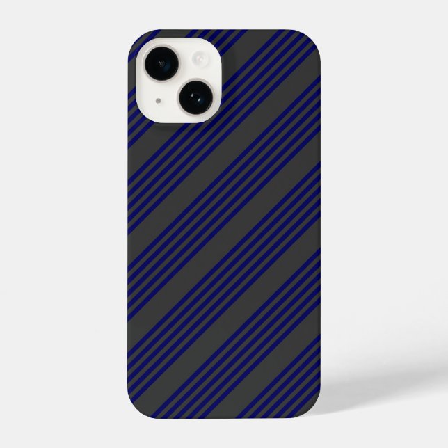 Navy blue and charcoal five stripes pattern iPhone case (Back)