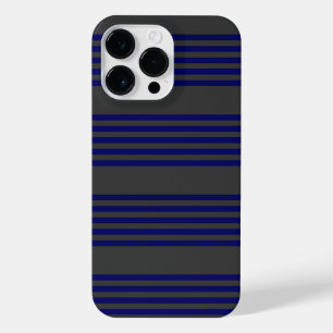 Navy blue and charcoal five stripes pattern iPhone 14 pro max case