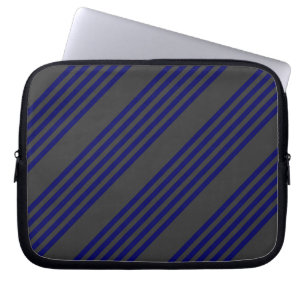 Navy blue and charcoal five stripes pattern laptop sleeve