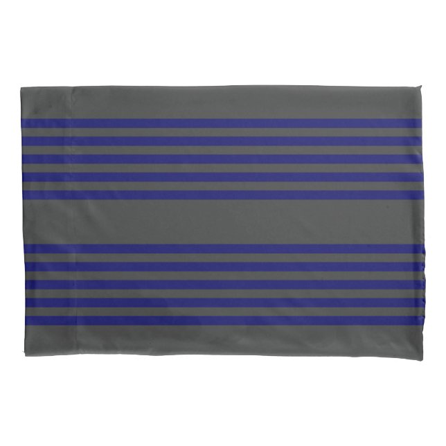 Navy blue and charcoal five stripes pattern pillowcase (Front)