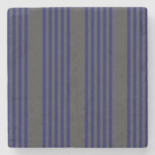 Navy blue and charcoal five stripes pattern stone coaster