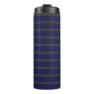 Navy blue and charcoal five stripes pattern thermal tumbler