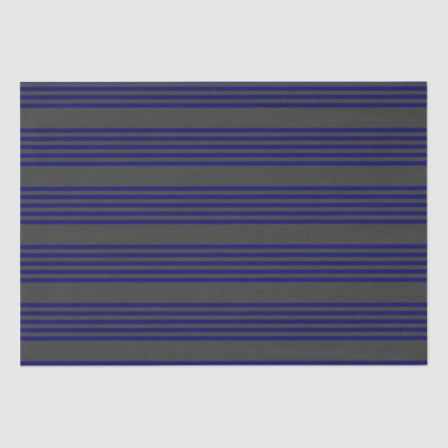 Navy blue and charcoal five stripes pattern tissue paper (Front)