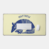 Navy Blue and Cream Armadillo Personalised Desk Mat (Keyboard & Mouse)