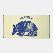 Navy Blue and Cream Armadillo Personalised Desk Mat (Front)