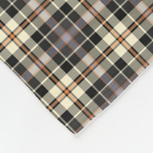 Navy Blue and Cream Rustic Plaid Fleece Blanket