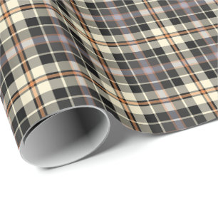 Navy Blue and Cream Rustic Plaid Pattern Wrapping Paper
