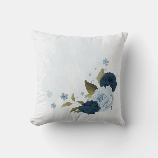 navy blue and dusty blue cushion (Front)