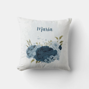 navy blue and dusty blue cushion