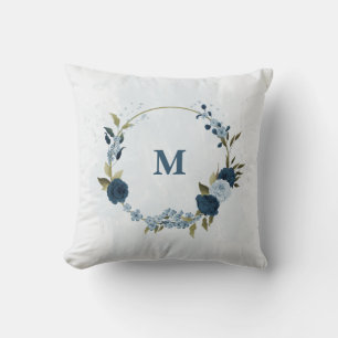 navy blue and dusty blue cushion