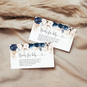 Navy Blue and Dusty Books For Baby Enclosure Card
