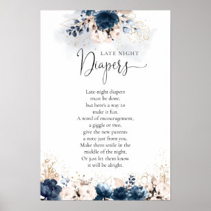 Navy Blue and Dusty Rose Baby Shower Poster