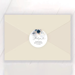 Navy Blue and Dusty Rose Bridal Shower Classic Round Sticker