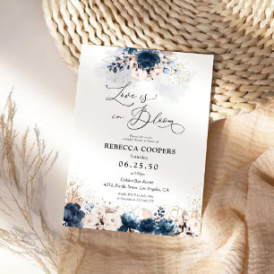 Navy Blue and Dusty Rose Bridal Shower Invitation