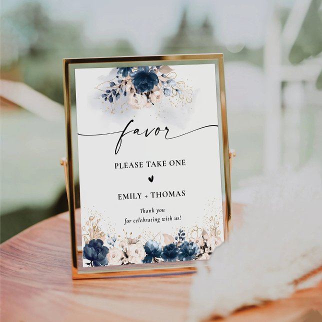 Navy Blue and Dusty Rose Favour Sign (Creator Uploaded)