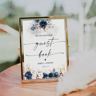 Navy Blue and Dusty Rose Guest Book Sign