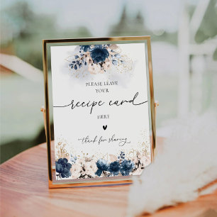 Navy Blue and Dusty Rose Recipe Card Sign