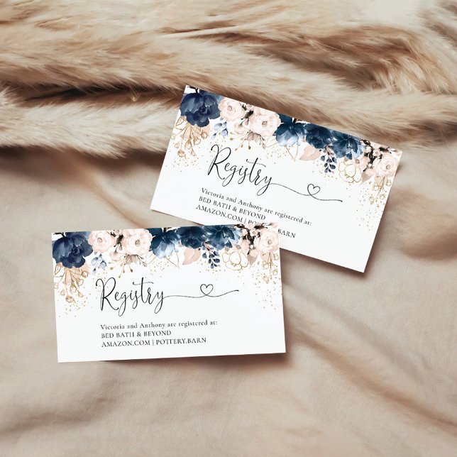 Navy Blue and Dusty Rose Registry Enclosure Card (Creator Uploaded)