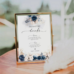 Navy Blue and Dusty Rose Signature Drinks Sign
