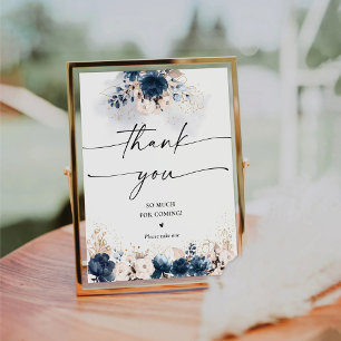 Navy Blue and Dusty Rose Thank You Sign