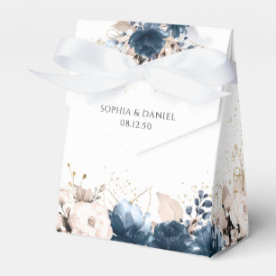 Navy Blue and Dusty Rose Wedding Favour Box