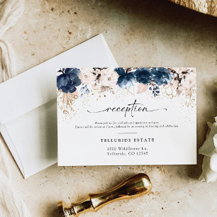 Navy Blue and Dusty Rose Wedding Reception Enclosure Card