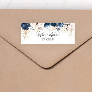 Navy Blue and Dusty Rose Wedding Return Address Label