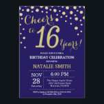 Navy Blue and Gold 16th Birthday Diamond Invitation<br><div class="desc">16th Birthday Invitation with Navy Blue and Gold Glitter Diamond Background. Gold Confetti. Kids Birthday. Boy or Girl Birthday. For further customisation,  please click the "Customise it" button and use our design tool to modify this template.</div>