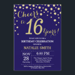Navy Blue and Gold 16th Birthday Diamond Invitation<br><div class="desc">16th Birthday Invitation with Navy Blue and Gold Glitter Diamond Background. Gold Confetti. Kids Birthday. Boy or Girl Birthday. For further customisation,  please click the "Customise it" button and use our design tool to modify this template.</div>