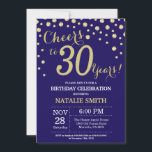 Navy Blue and Gold 30th Birthday Diamond Invitation<br><div class="desc">30th Birthday Invitation with Navy Blue and Gold Glitter Diamond Background. Gold Confetti. Adult Birthday. Male Men or Women Birthday. For further customisation,  please click the "Customise it" button and use our design tool to modify this template.</div>