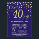 Navy Blue and Gold 40th Birthday Diamond Invitation<br><div class="desc">30th Birthday Invitation with Navy Blue and Gold Glitter Diamond Background. Gold Confetti. Adult Birthday. Male Men or Women Birthday. For further customisation,  please click the "Customise it" button and use our design tool to modify this template.</div>